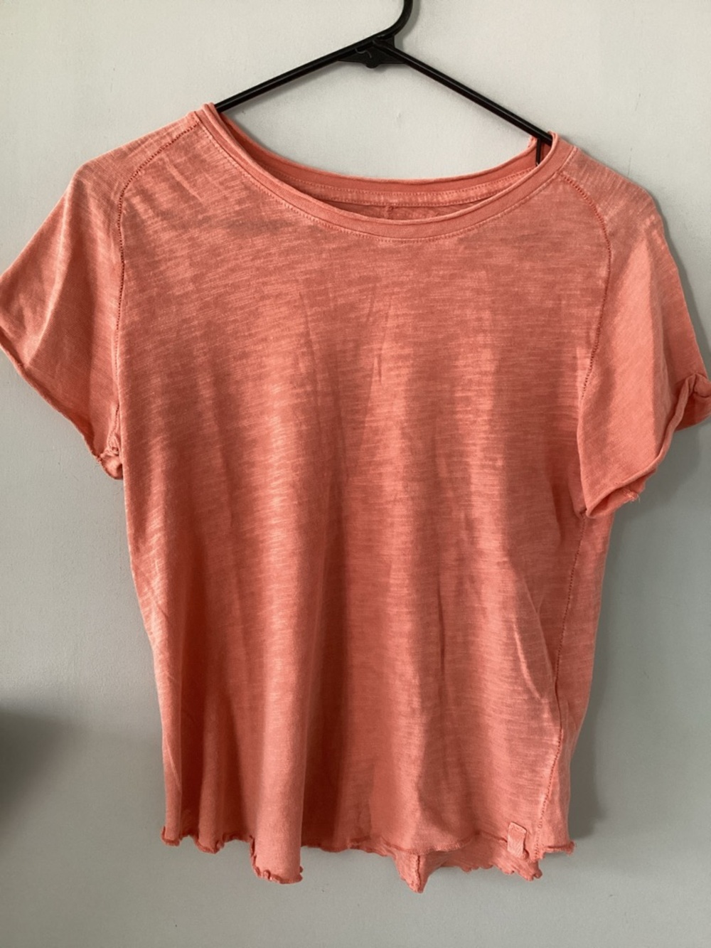 Free People Rust Teelet with Lettuce Hem, L, NWT